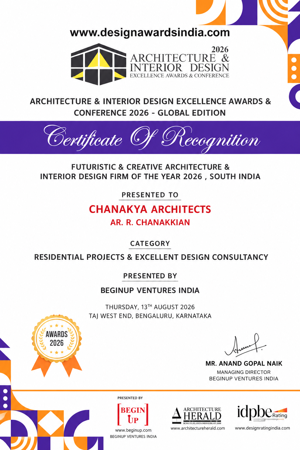Futuristic & Creative Architecture & Interior Design Firm of the Year 2026